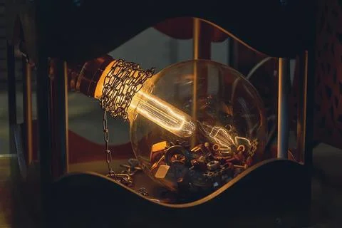 Retro lamp on a dark background close up. Decoration, design Stock Photos