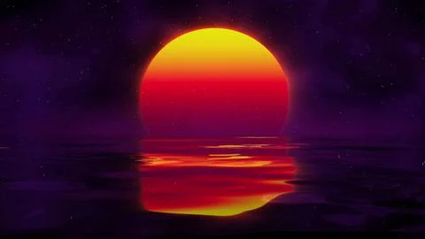 Retro landscape background sunset 3d landscape. Digital retro landscape cyber イラスト素材