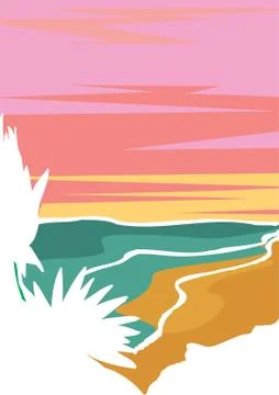 Retro landscape with look as drawn on computer in 80s, vector illustration Stock Illustration