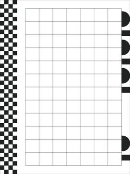 Retro large grid notes black and white planner page template Stock Illustration