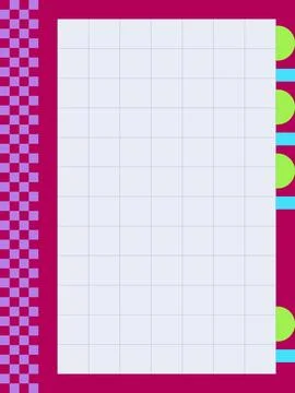 Retro large grid notes colorful planner page template Stock Illustration