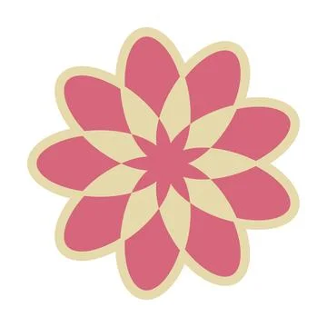 Retro Layered Flower Clipart Vector Illustration Decorative Blossom Icon Stock Illustration