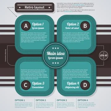Retro layout with 4 options. EPS10. Stock Illustration
