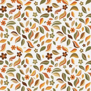 Retro Leaf Scatter Seamless Pattern, Mid Century Modern Botanical  Background 스톡 일러스트