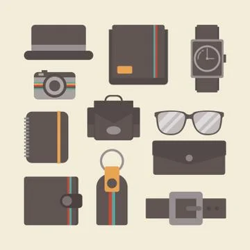 Retro leather gadget set Illustrazione stock