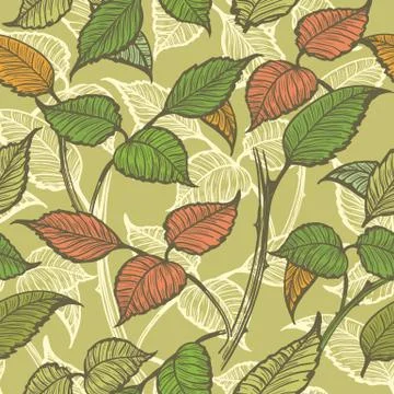 Retro Leaves Seamless Pattern Stock Illustration
