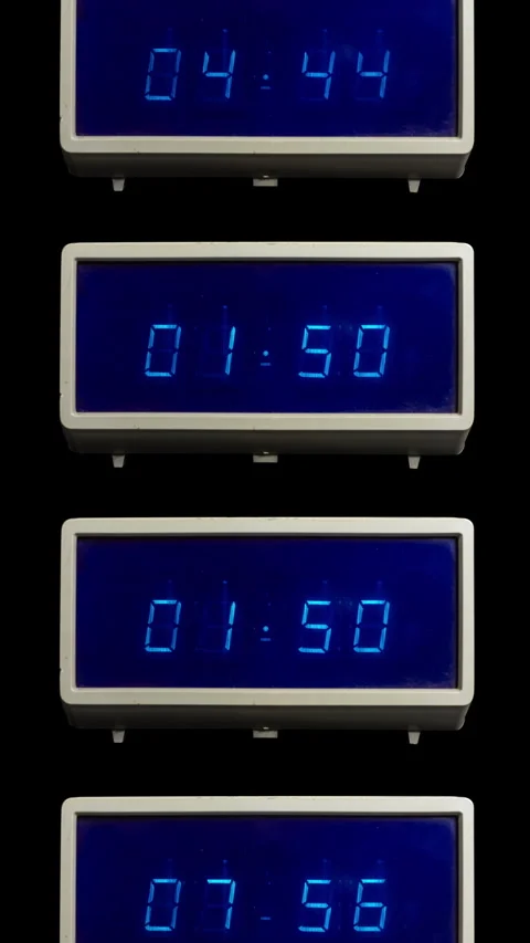 Retro led clocks in stop motion in vertical Stock Footage 283903275