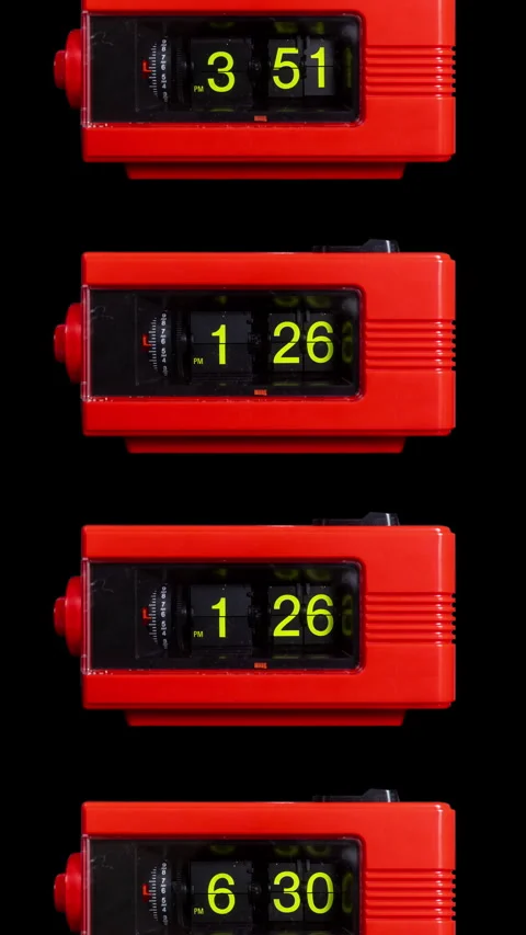 Retro led clocks in stop motion in vertical Stock Footage 283903330