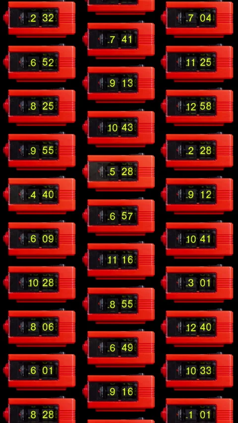 Retro led clocks in stop motion in vertical Stock Footage 283903371