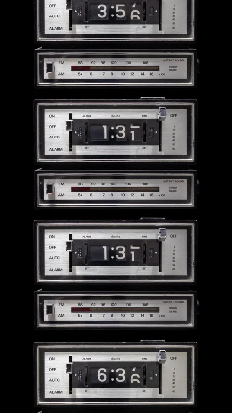 Retro led clocks in stop motion in vertical Stock Footage 283903457
