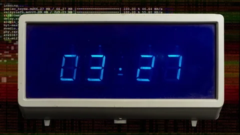Retro led clocks in stop motion Stock Footage 283904477