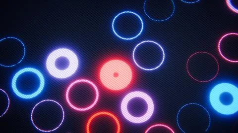 Retro led screen pattern with bright glowing rings creating an abstract texture Stock Photos