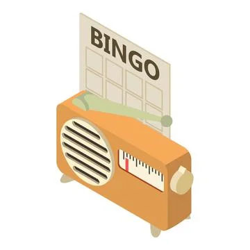 Retro leisure icon isometric vector. Vintage brown radio receiver lottery ticket Stock Illustration