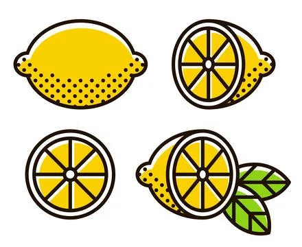 Retro lemon icon set Stock Illustration