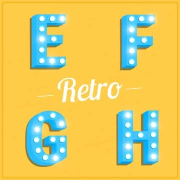 Retro letters with light bulbs Stock Illustration