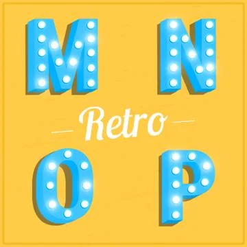 Retro letters with light bulbs Stock Illustration