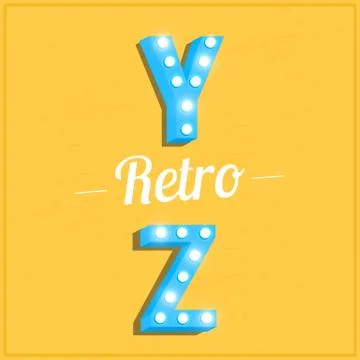 Retro letters with light bulbs Stock Illustration