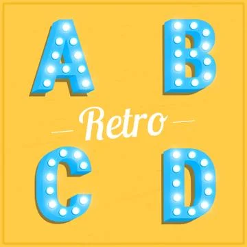 Retro letters with light bulbs 스톡 일러스트
