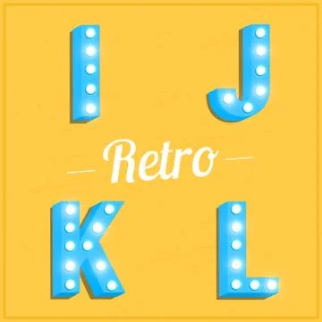 Retro letters with light bulbs Stock Illustration