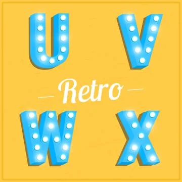 Retro letters with light bulbs 스톡 일러스트