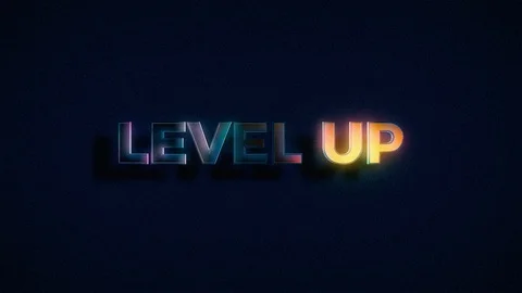 Retro Level Up Text Glitch Stock Footage 120479707