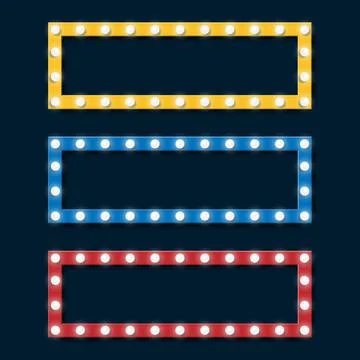 Retro light bulb billboard frame set, vector illustration Stock Illustration