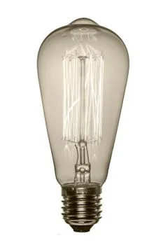 Retro light bulb, Edison style. Isolated object on a white background. Black  Stock Photos