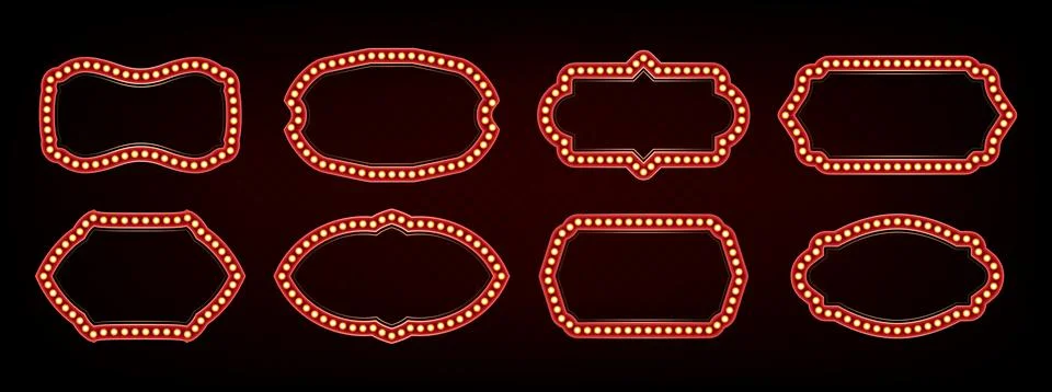 Retro light bulb frames of different shape Stock Illustration