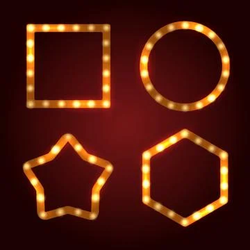 Retro Light Bulb Frames Set Stock Illustration