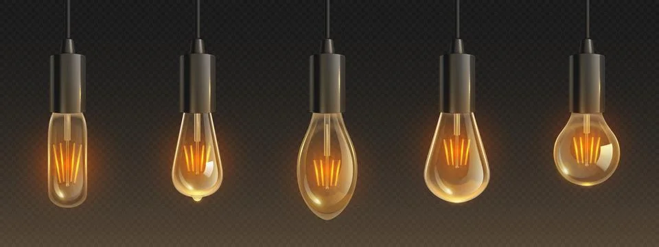 Retro light bulb with glowing effect. Illustrazione stock