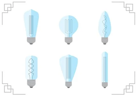 Retro Light Bulbs. Thomas Edison Bulb. Vector Light Bulb Set. Stock Illustration