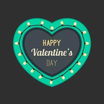 Retro light heart frame. Illustrazione stock