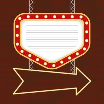 Retro Light pentagon figure frame with arrow Stock Illustration