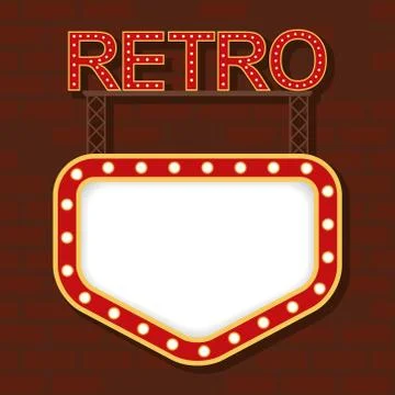 Retro Light pentagon figure frame in wall Stock Illustration