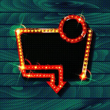 Retro light sign. Vintage style banner. Stock Illustration
