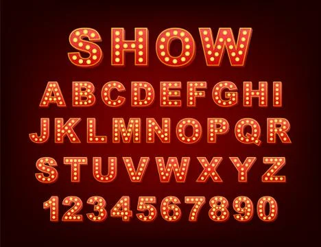 Retro light text, great design for any purposes. Vector retro light bulb Stock Illustration