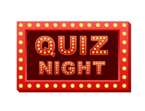 Retro light text quiz night. Retro light bulb. Vector stock illustration. Stock Illustration