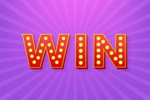 Retro light text win. Retro light bulb. Vector stock illustration. Illustrazione stock