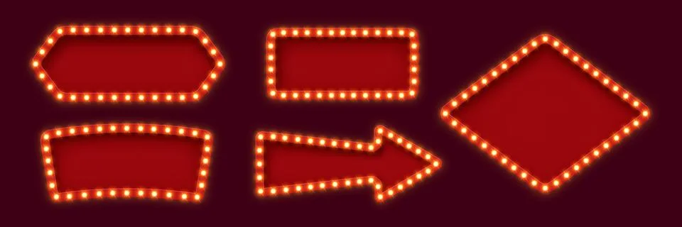 Retro lightboxes with light bulb marquee frames Stock Illustration