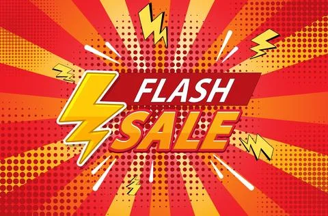 Retro Lightning Flash Sale with Comic Style Background Stockillustratie
