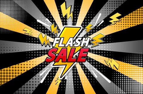 Retro Lightning Flash Sale with Comic Style Background Stockillustratie