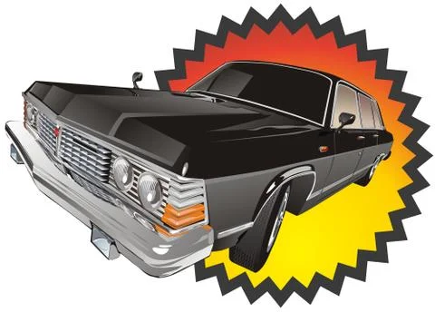 Retro limousine Stock Illustration