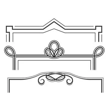 Retro line frames - decorative borders with curls Stock Illustration