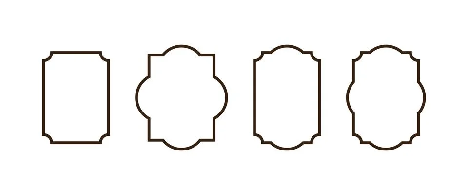 Retro line frames on isolated background. Retro label tags or stickers. Stock Illustration