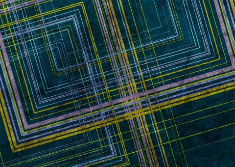 Retro linear squares abstract geometric grunge background Stock Illustration
