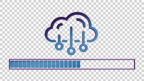 Retro Loading Animation 3D Neon Retro Icon Cloud with イラスト素材