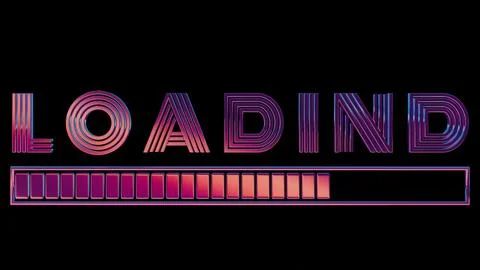 Retro Loading Animation: Vibrant Progress Bar with Neon Typography Stock Illustration