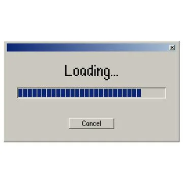 Retro loading bar, alert window on computer monitor with loading message Stock Illustration
