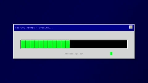 Retro loading bar progress animation on computer screen Stock Footage 346926253