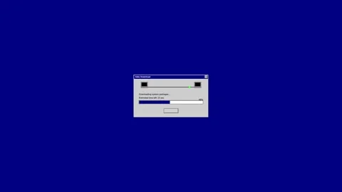 Retro loading bar progress window on blue screen Stock Footage 346806013